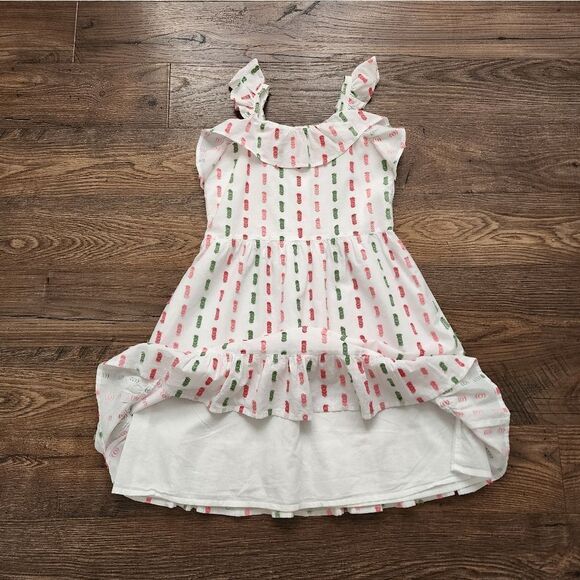 Girls' White and Pink Ruffle Dress - Picture 2 of 5